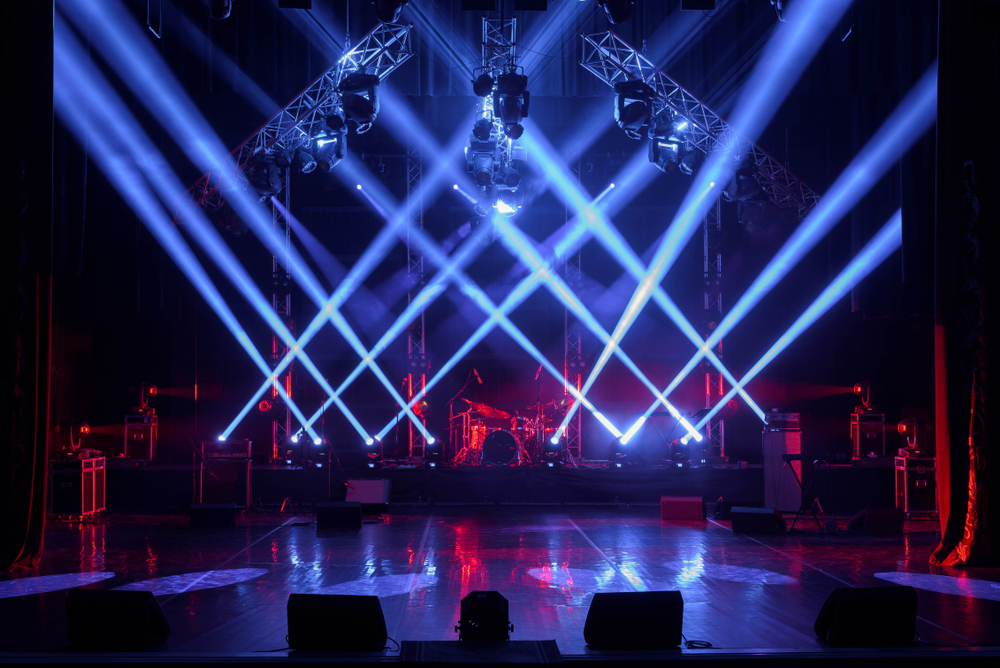Free,Stage,With,Lights,,Lighting,Devices.