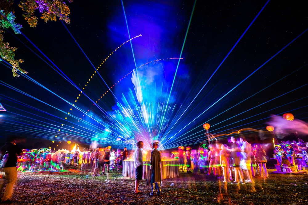 Outdoor,Night,Music,Party,With,Laser,Lights,And,Fire,Summer